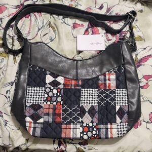 Patchwork Shoulder Bag in Black and Red